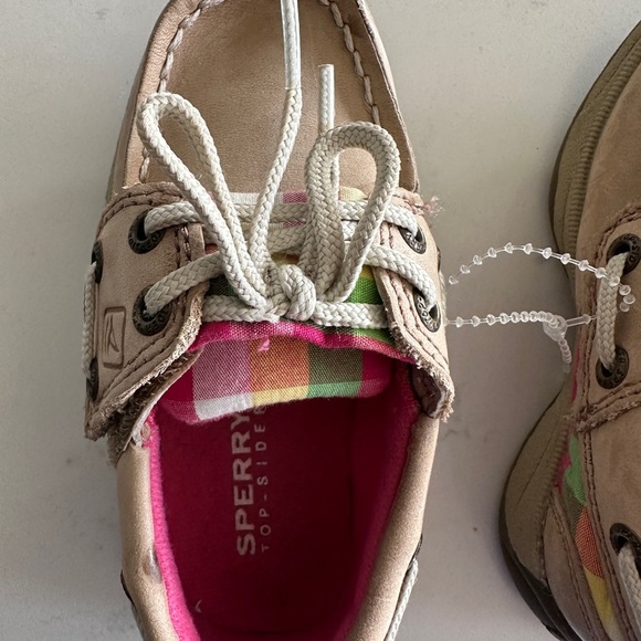 Sperry Kids' Tan Moccasins with Pink Lining - Picture 2 of 6